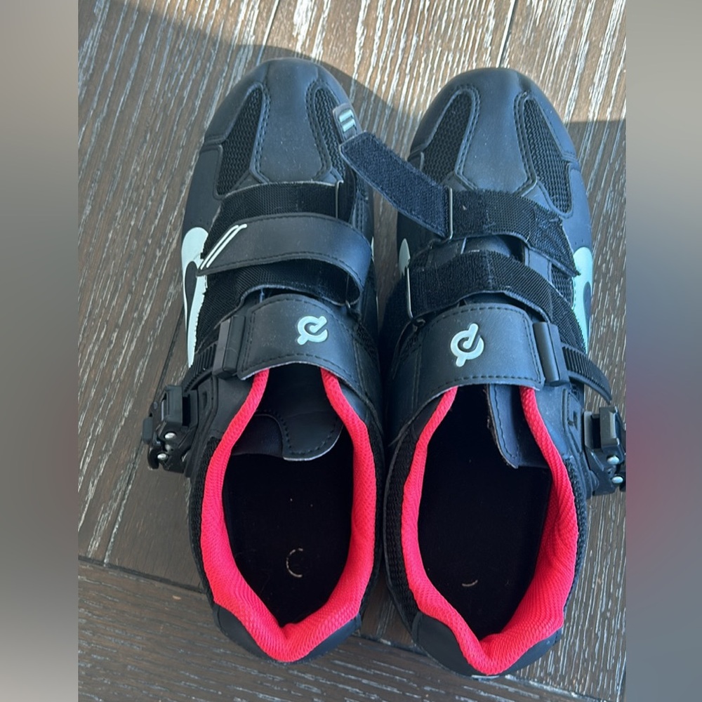 Peloton Black and Red Athletic Shoes